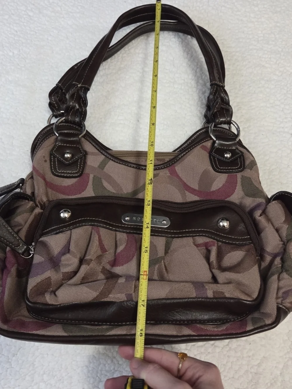 Rosetti Hobo Purse Y2k Shoulder Bag Brown Multicolor Geometric Braided Straps